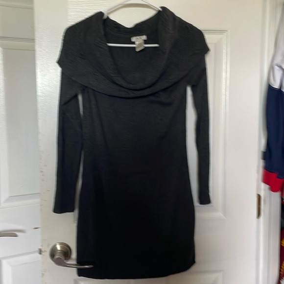 Cache Gray Off-the-Shoulder Cowlneck Tunic Sweater - Picture 1 of 3